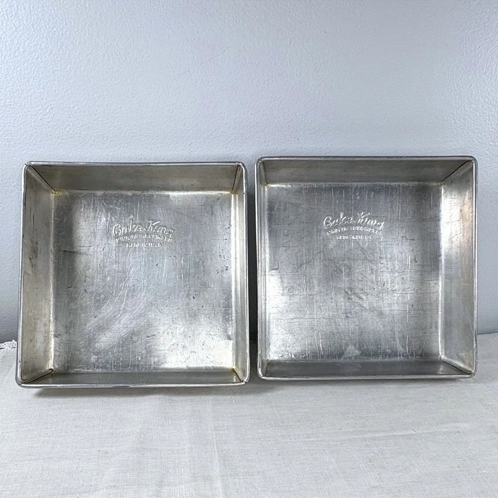 Vintage Bake King Square Cake Pans Set of 2  8x8